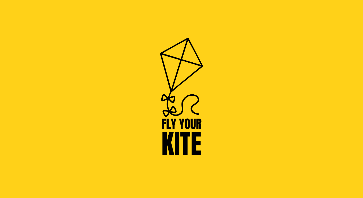 Fly Your Kite — a kite illustration on a yellow background
